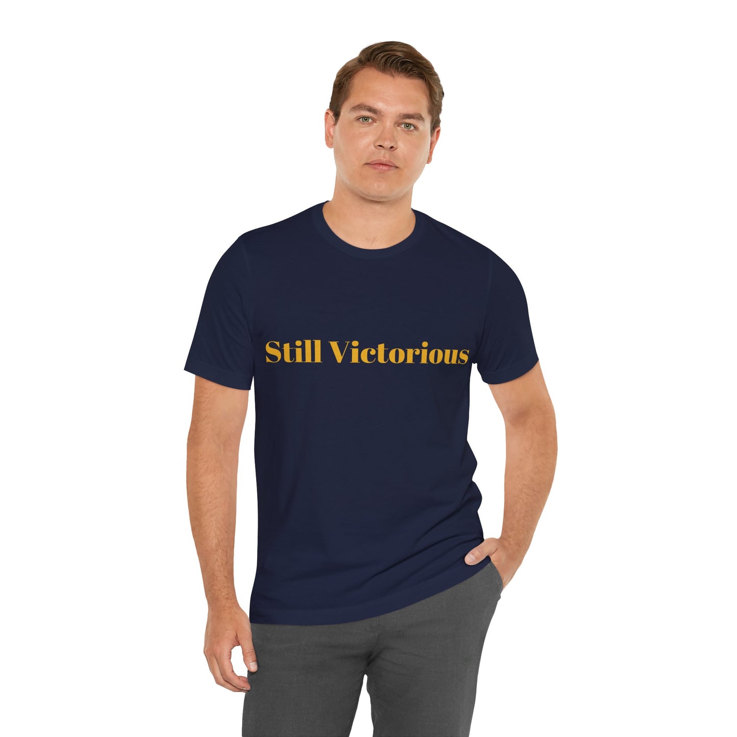 STILL VICTORIOUS - NAVY BLUE - Unisex Jersey Short Sleeve Tee