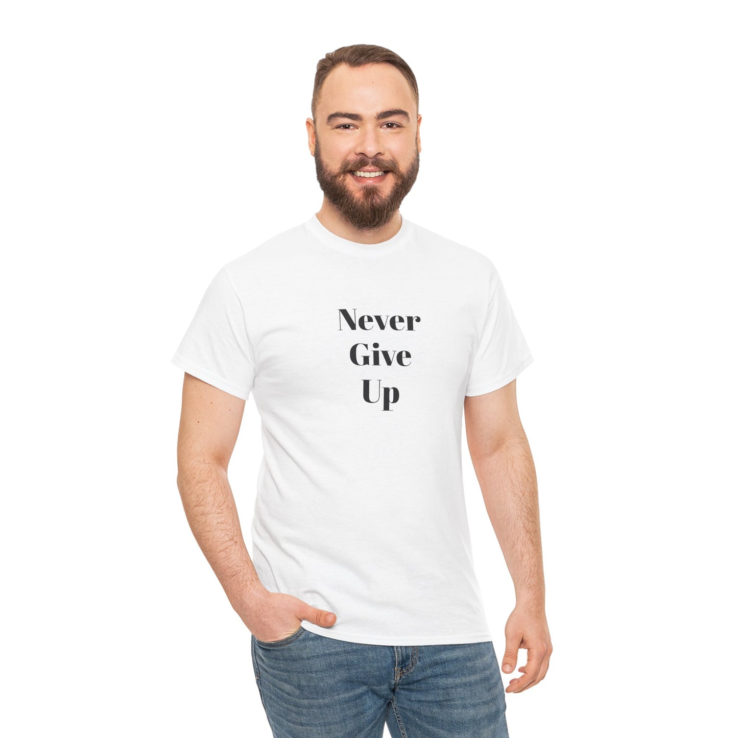 NEVER GIVE UP - Unisex Heavy Cotton Tee