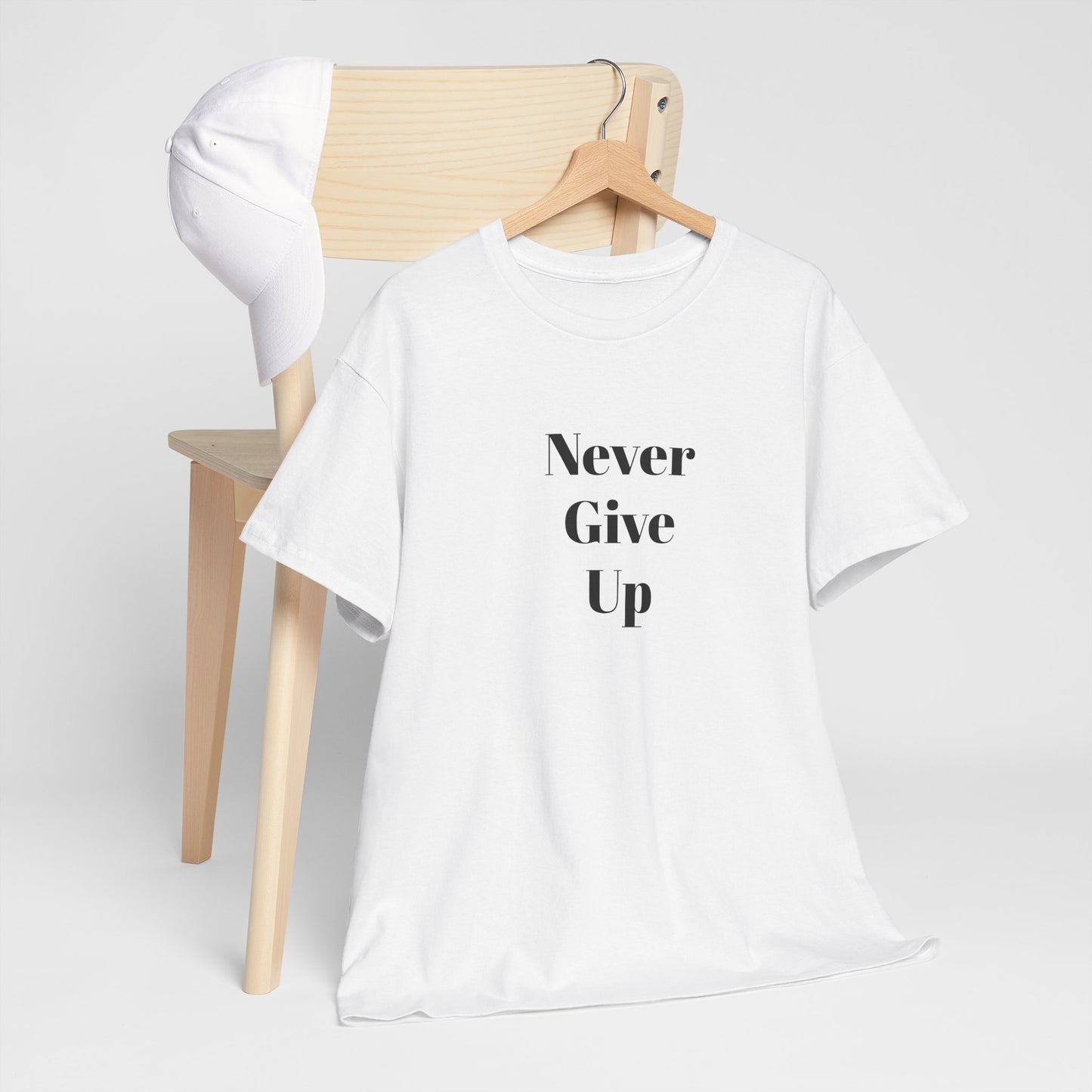 NEVER GIVE UP - Unisex Heavy Cotton Tee