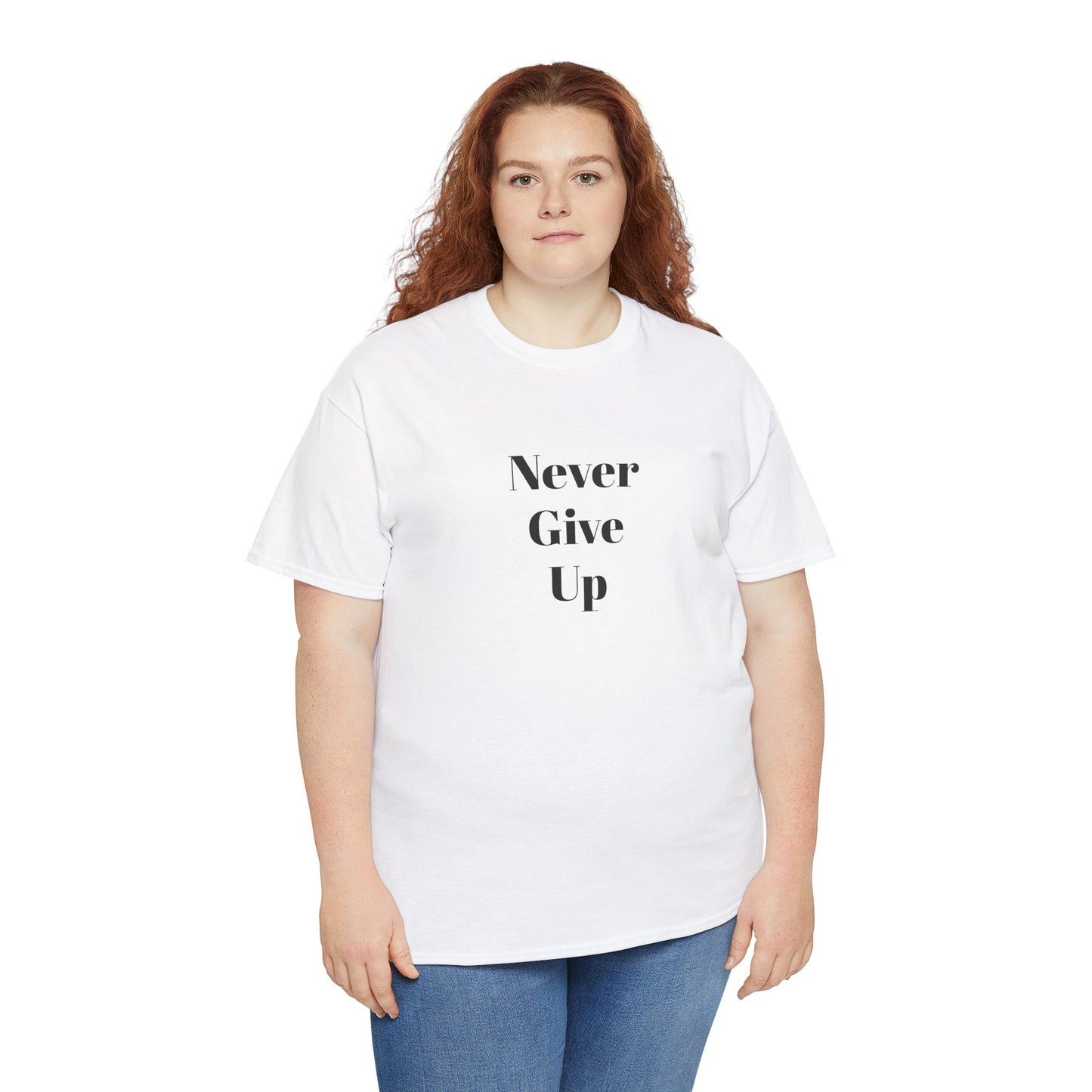 NEVER GIVE UP - Unisex Heavy Cotton Tee